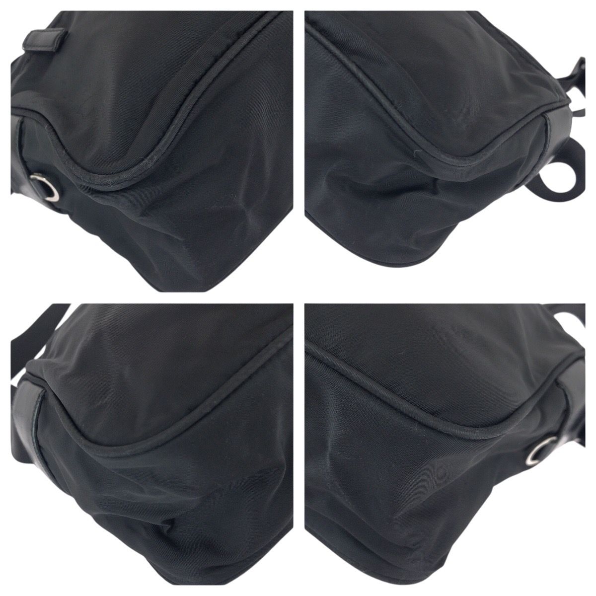 Prada Tessuto Black Silver Nylon Leather Shoulder Bag — view 3