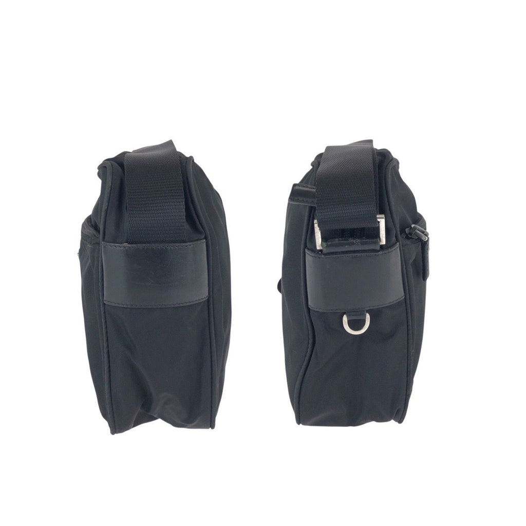 Prada Tessuto Black Silver Nylon Leather Shoulder Bag — view 8