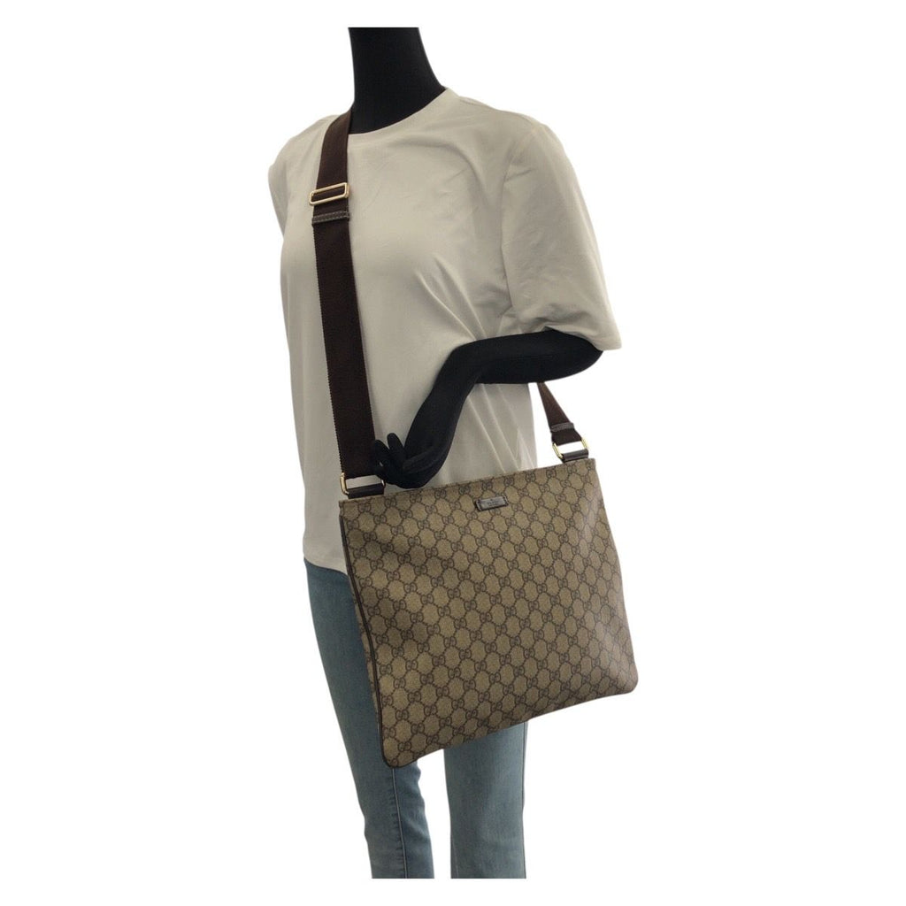 Gucci Beige Brown Gold GG Supreme Canvas Shoulder Bag — view 7