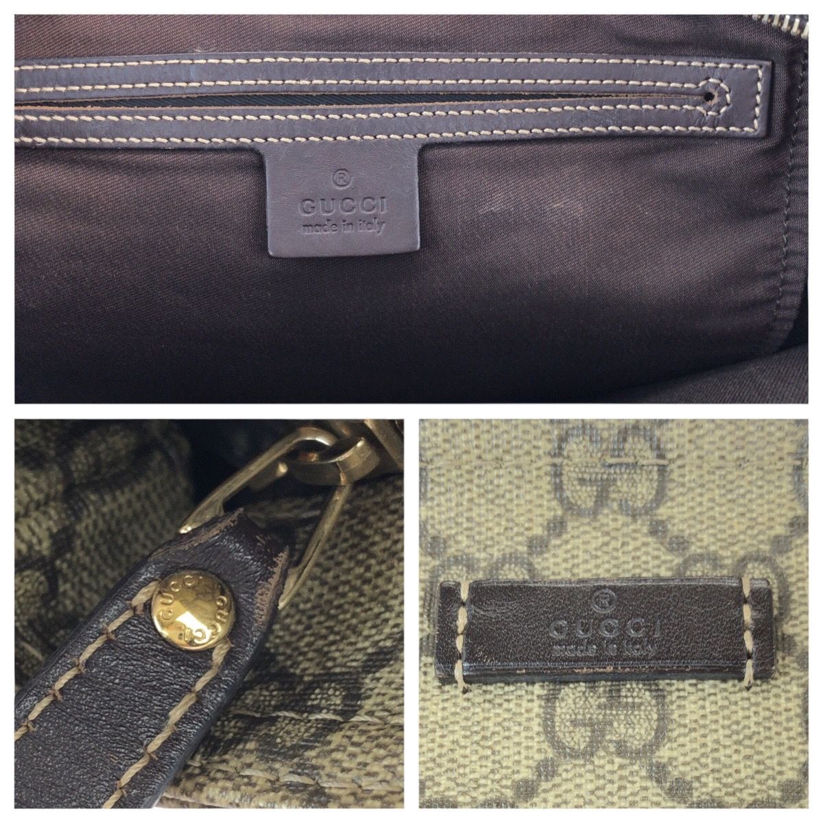 Gucci Beige Brown Gold GG Supreme Canvas Shoulder Bag — view 6