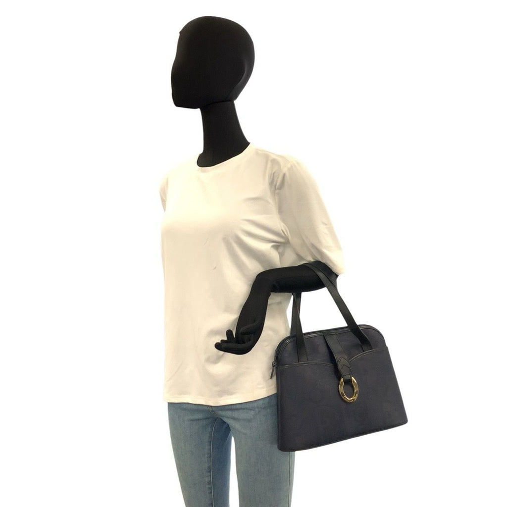 Dior Vintage Trotter Navy Gold Leather Handbag — view 6