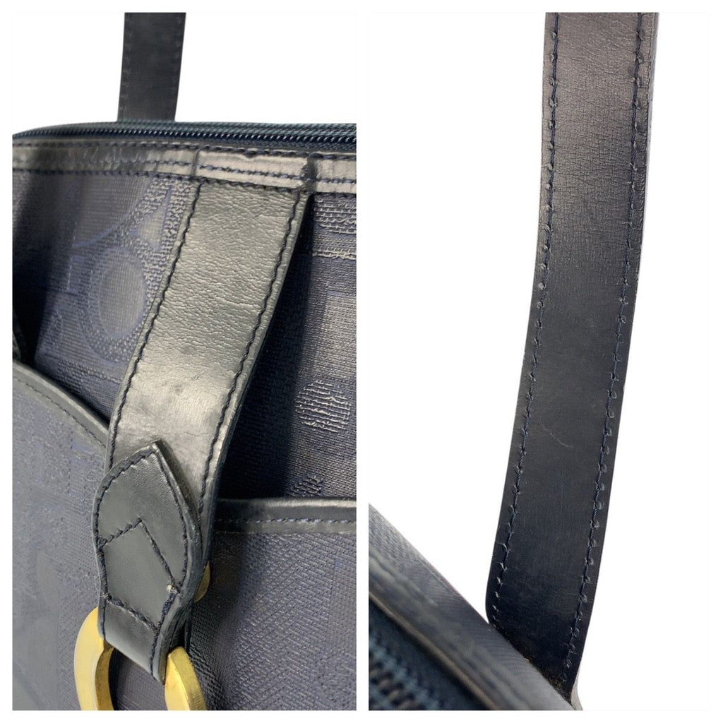 Dior Vintage Trotter Navy Gold Leather Handbag — view 5
