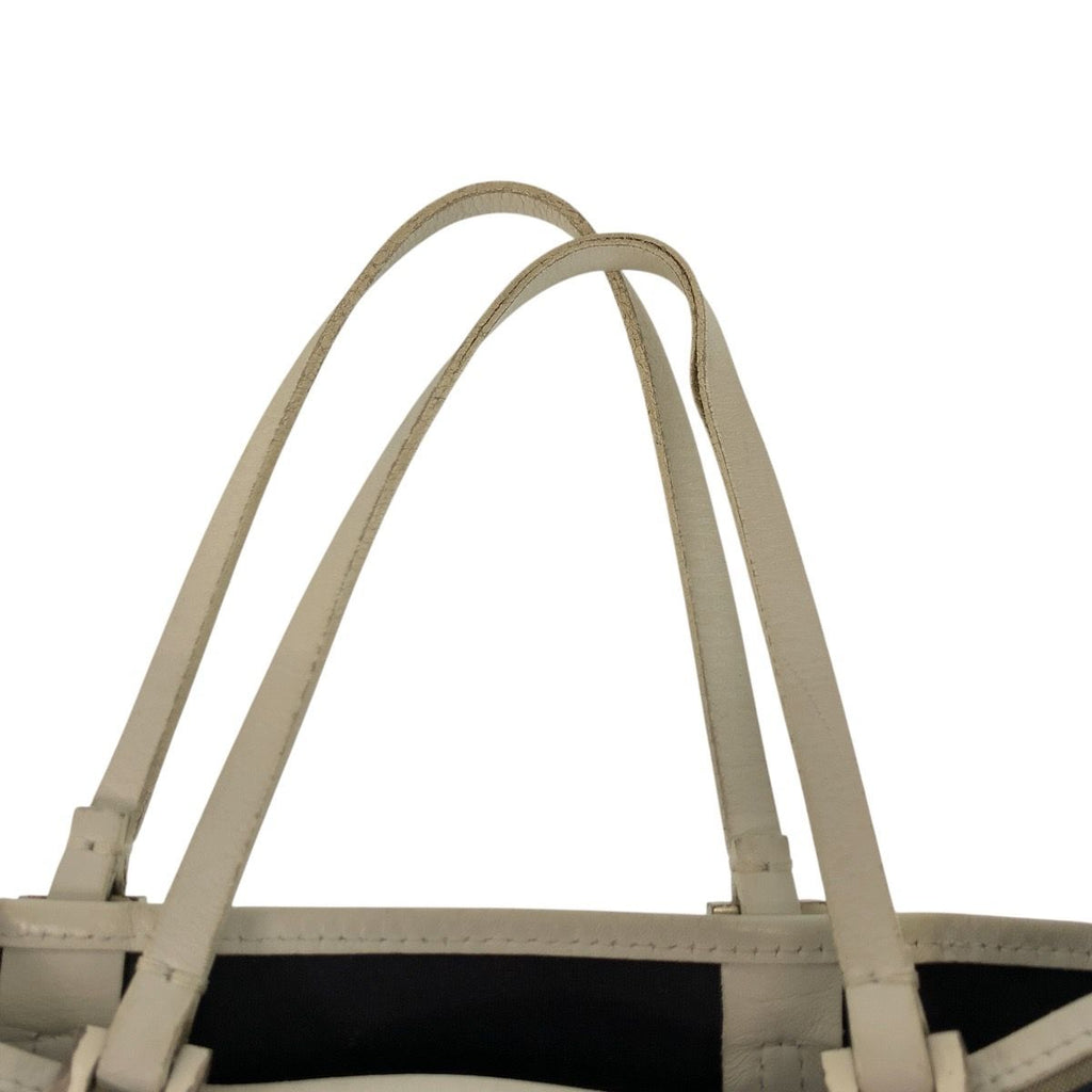 Fendi Zucchino Gray White Silver Canvas Leather Tote — view 8