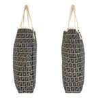 Fendi Zucchino Gray White Silver Canvas Leather Tote — view 7