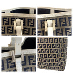 Fendi Zucchino Gray White Silver Canvas Leather Tote — view 5