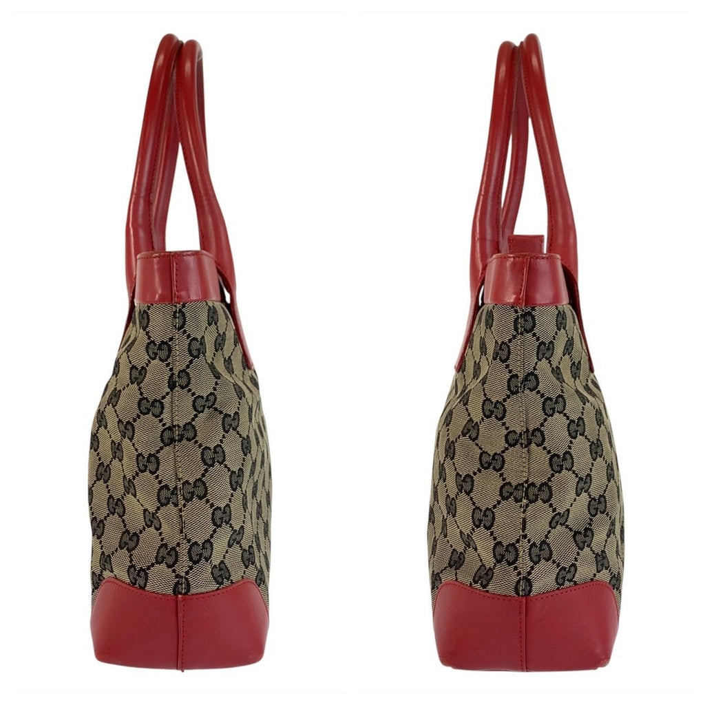 Gucci Red Beige GG Canvas Leather 002 119 Tote — view 7