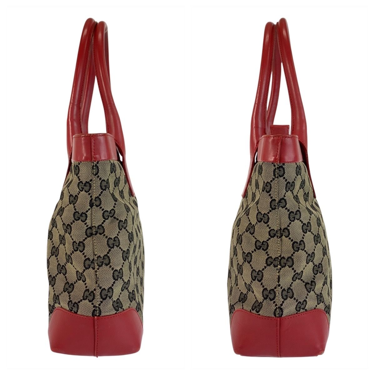 Gucci Red Beige GG Canvas Leather 002 119 Tote — view 7