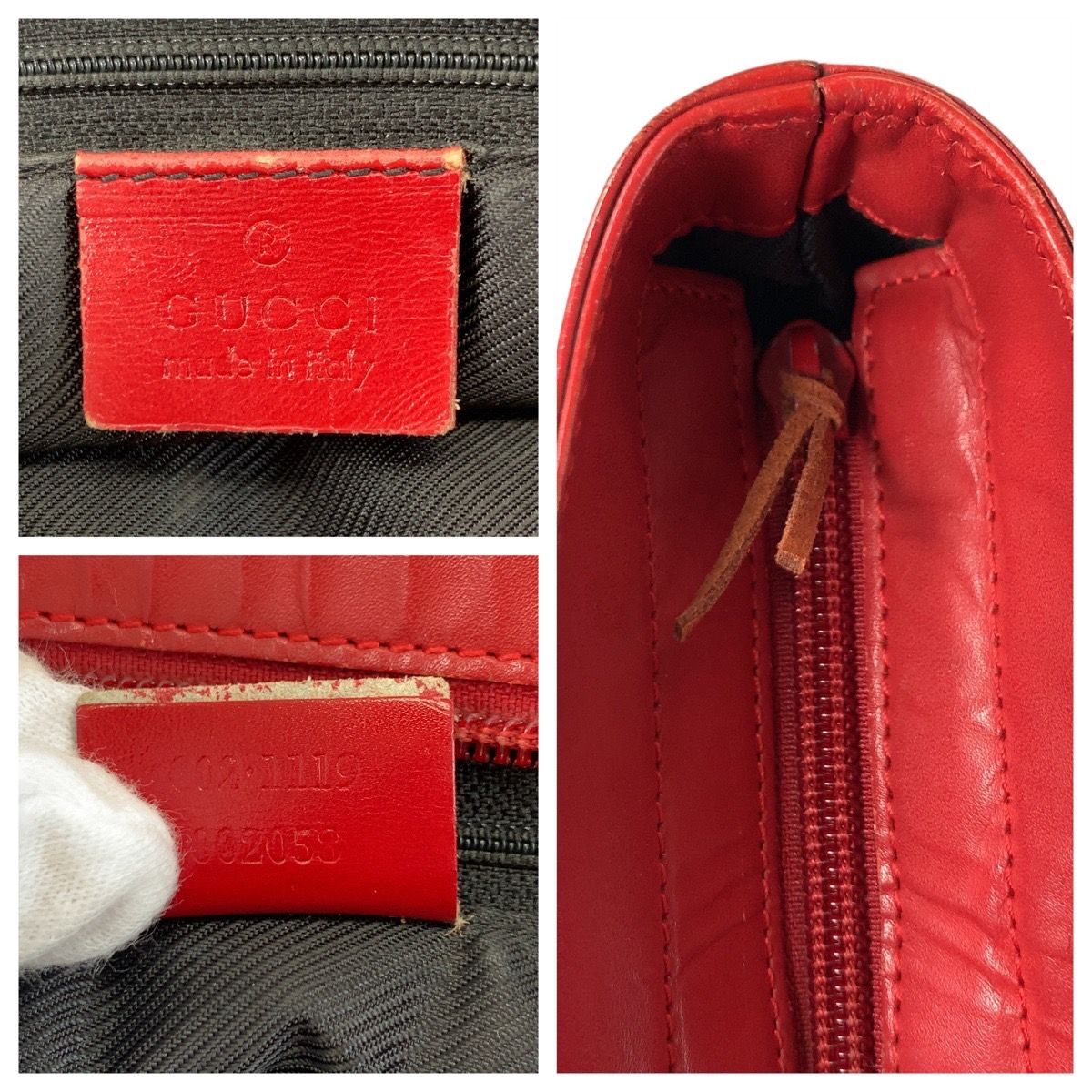 Gucci Red Beige GG Canvas Leather 002 119 Tote — view 3