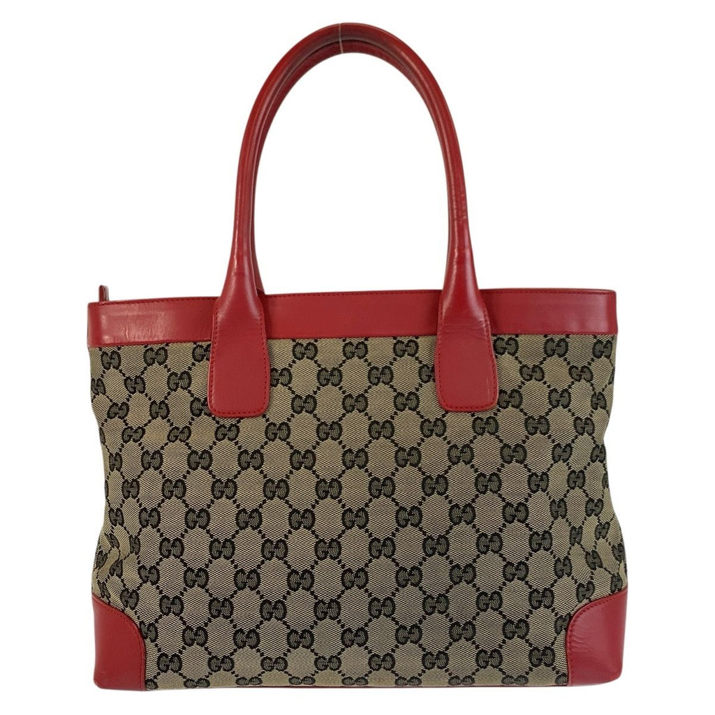 Gucci Red Beige GG Canvas Leather 002 119 Tote — view 2