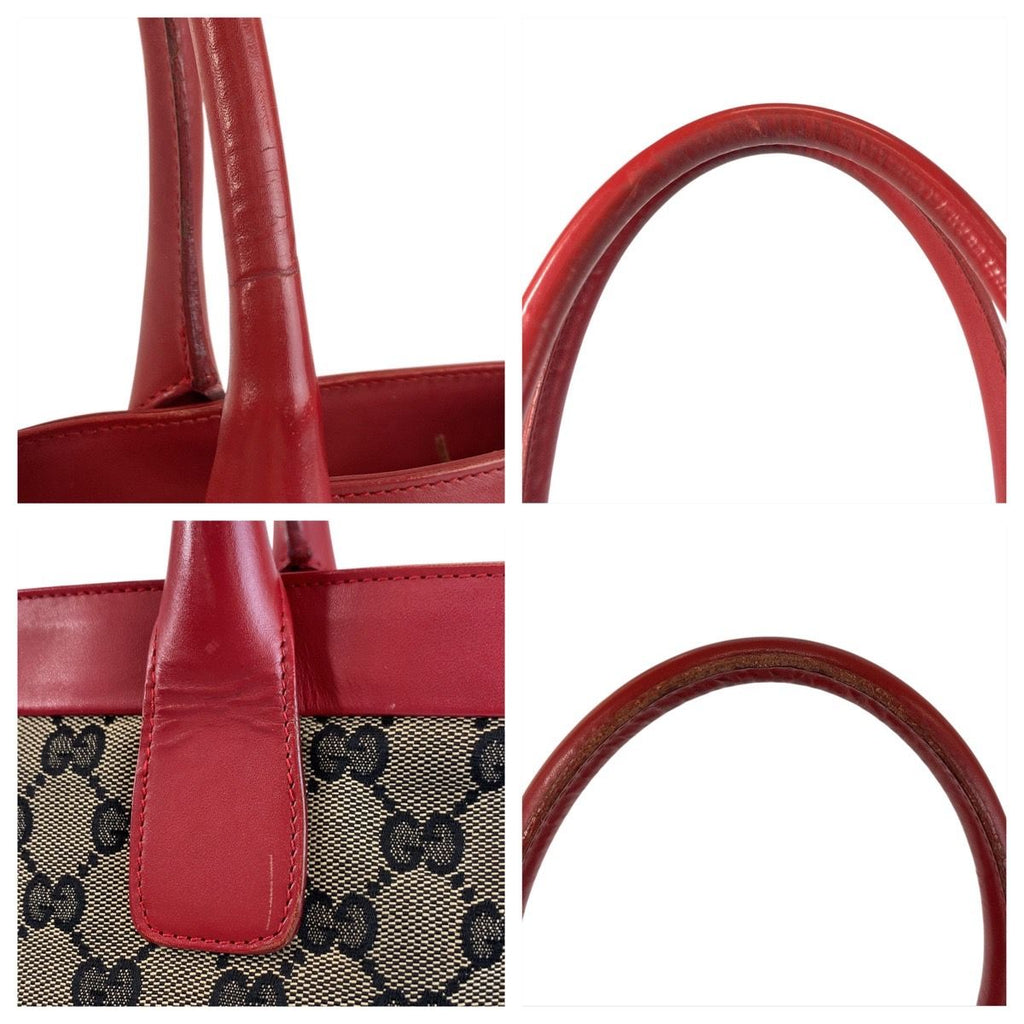Gucci Red Beige GG Canvas Leather 002 119 Tote — view 5