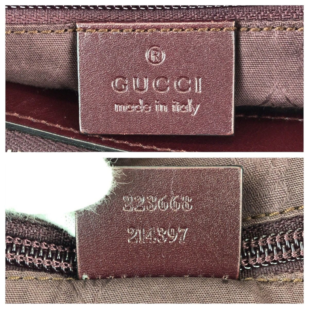 Gucci GG Supreme Wine Red Gold Silver Leather Tote — view 4