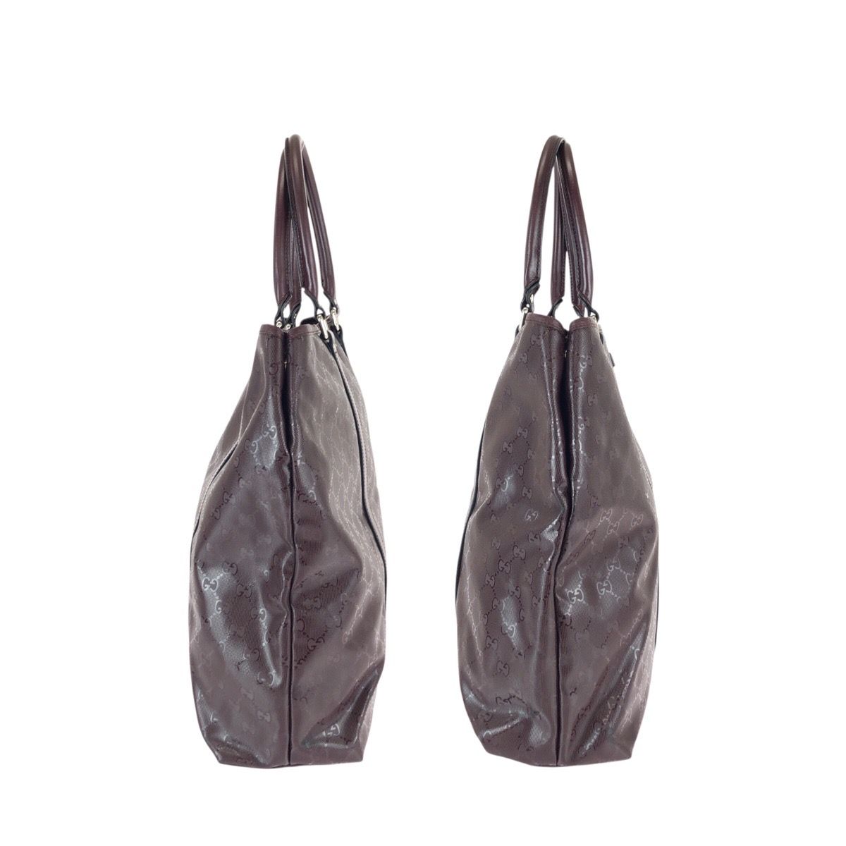 Gucci GG Supreme Wine Red Gold Silver Leather Tote — view 8