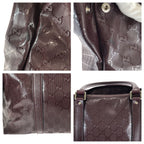 Gucci GG Supreme Wine Red Gold Silver Leather Tote — view 5