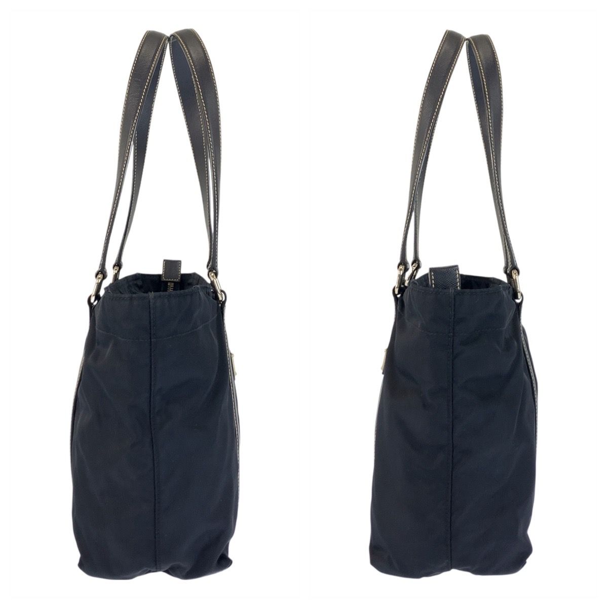 Prada Tessuto Navy Silver Nylon Leather Tote — view 7