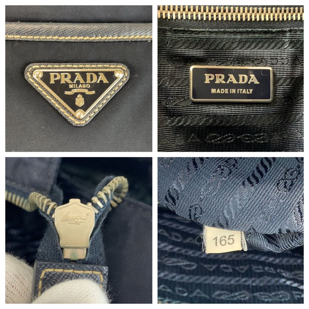Prada Tessuto Navy Silver Nylon Leather Tote — view 3