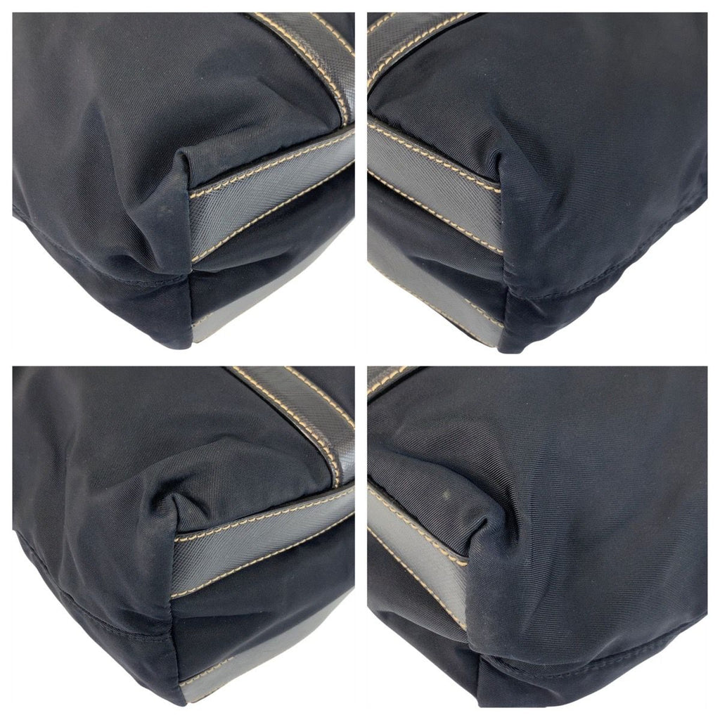 Prada Tessuto Navy Silver Nylon Leather Tote — view 4