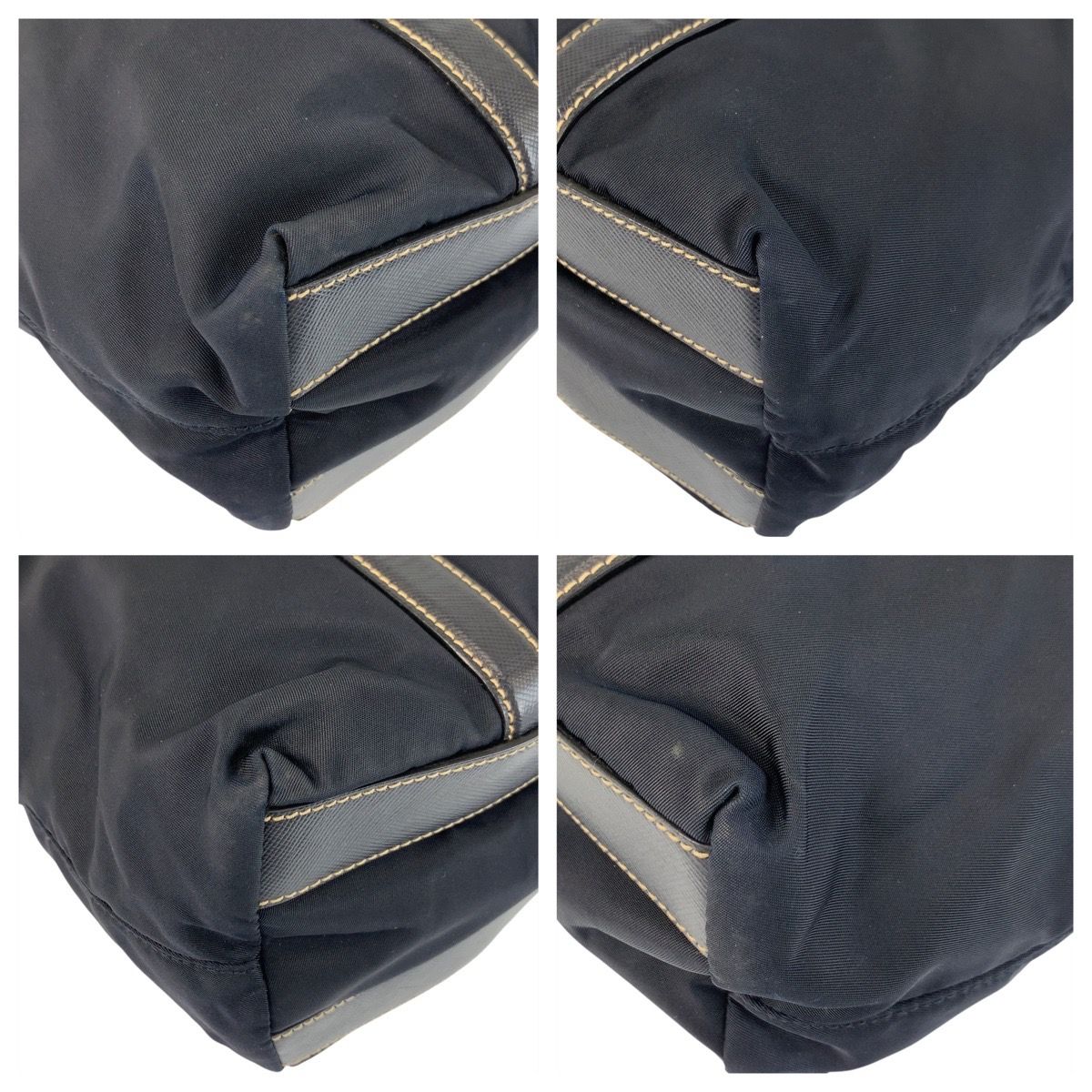 Prada Tessuto Navy Silver Nylon Leather Tote — view 4