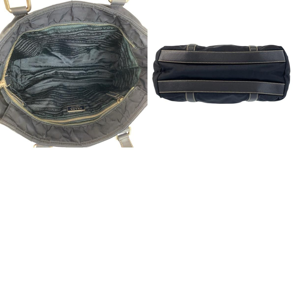 Prada Tessuto Navy Silver Nylon Leather Tote — view 9
