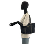 Prada Tessuto Navy Silver Nylon Leather Tote — view 6