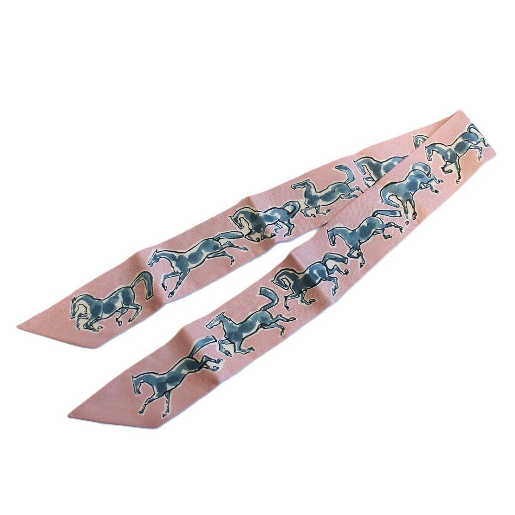 Hermes Twilly Freedom Horse Silk Pink Scarf — view 2