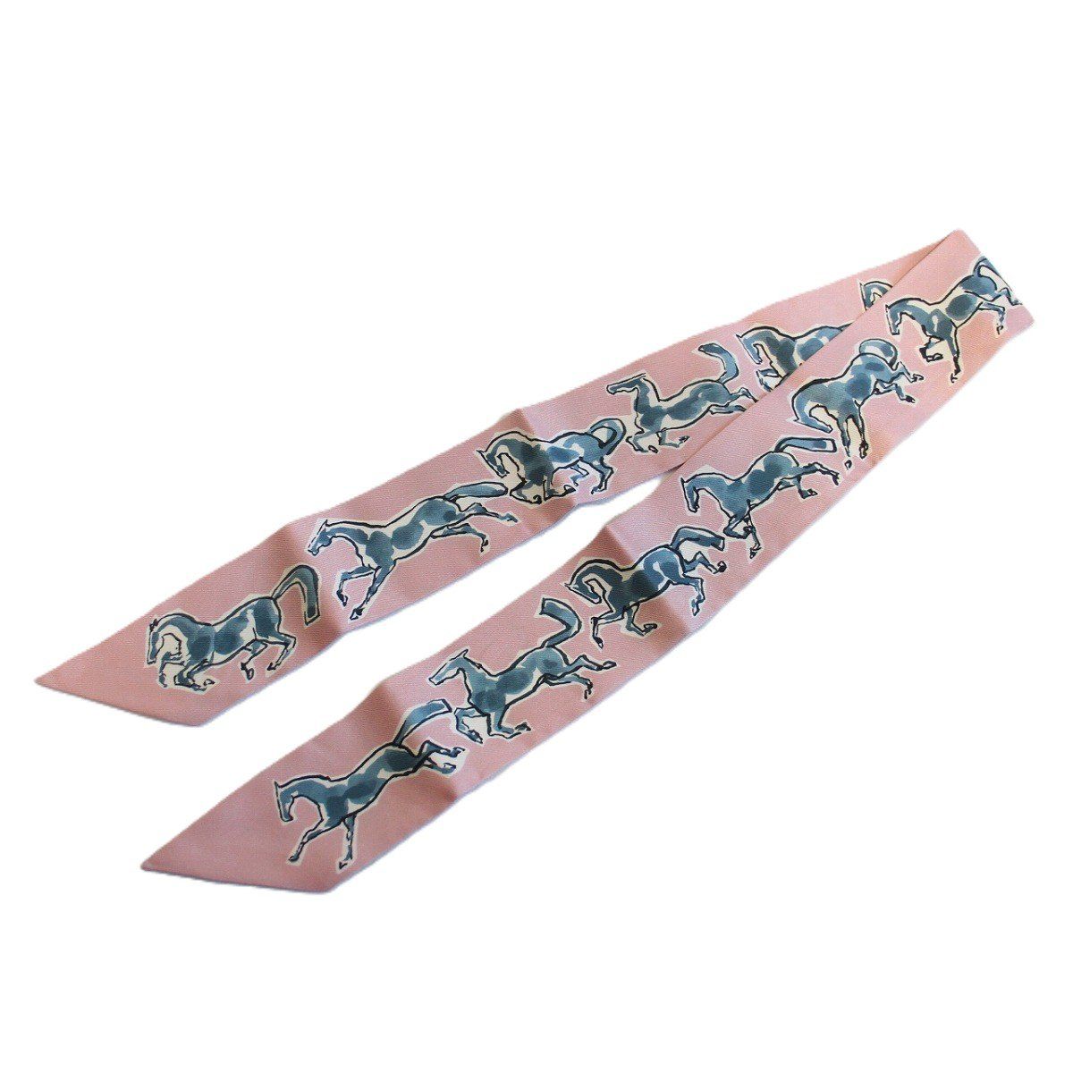 Hermes Twilly Freedom Horse Silk Pink Scarf — view 2