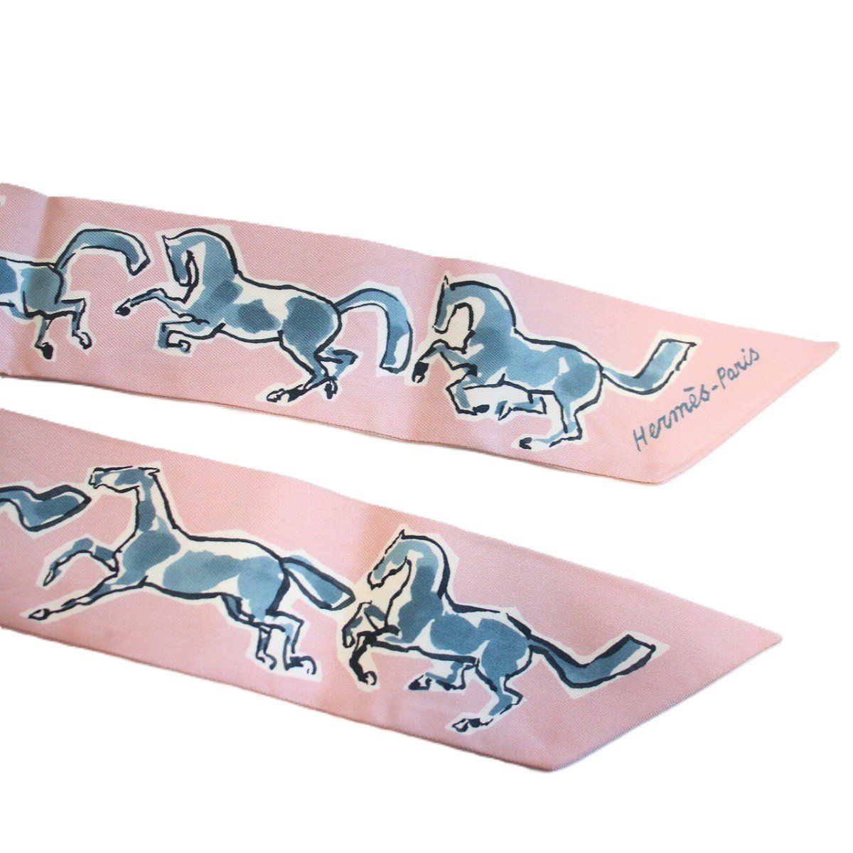 Hermes Twilly Freedom Horse Silk Pink Scarf — view 4