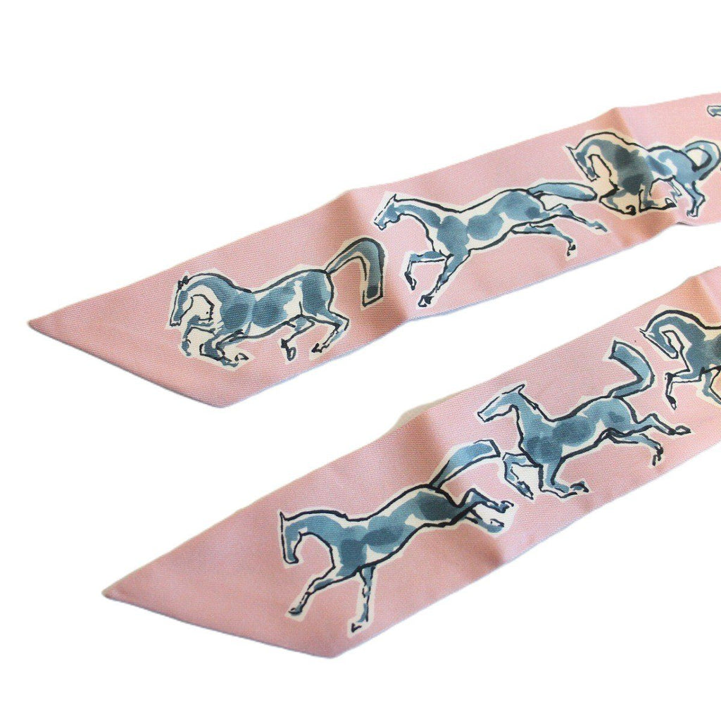 Hermes Twilly Freedom Horse Silk Pink Scarf — view 6