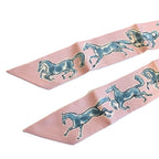 Hermes Twilly Freedom Horse Silk Pink Scarf — view 6