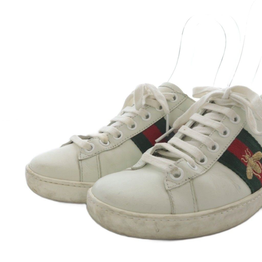 Gucci Ace Embroidered Sneakers Low Cut Leather 35 White — view 5