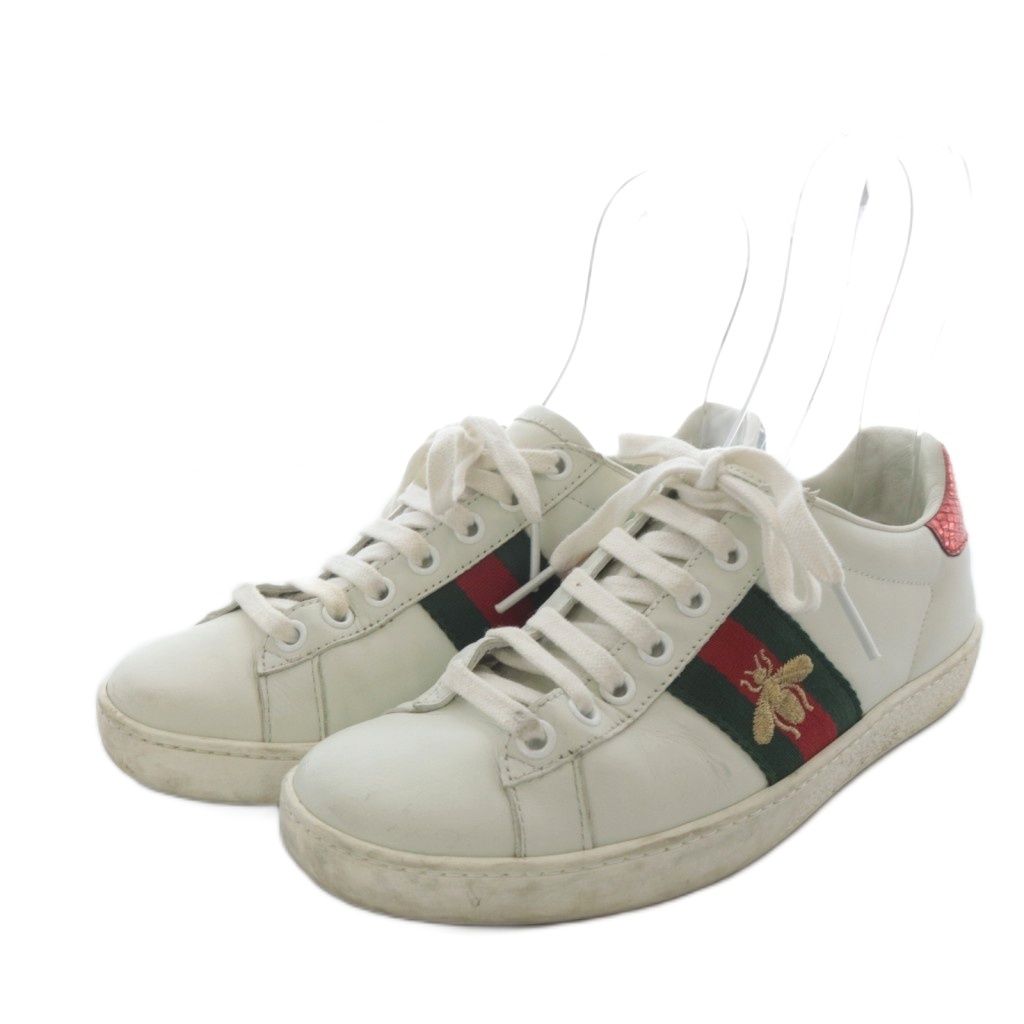 Gucci Ace Embroidered Sneakers Low Cut Leather 35 White — view 2
