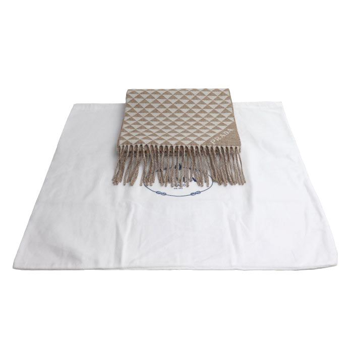 Prada Symbol Double Scarf Sand White — view 5
