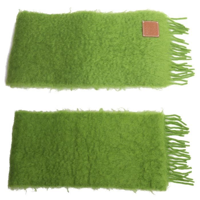 Loewe Anagram Mohair Fringe Scarf Green — view 2