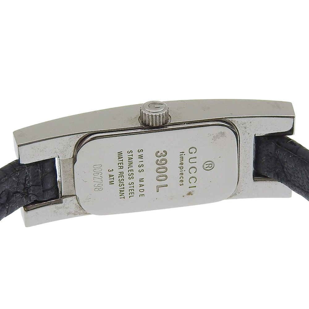 Gucci Stainless Steel Leather Quartz Analog Display Black Dial Watch — view 6