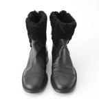 Chanel Leather CC Logo Shearling Quilted Back Zip Boots Shoes Black 39 — view 2