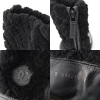 Chanel Leather CC Logo Shearling Quilted Back Zip Boots Shoes Black 39 — view 8