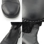 Chanel Leather CC Logo Shearling Quilted Back Zip Boots Shoes Black 39 — view 9