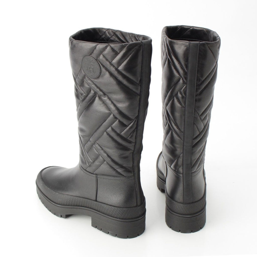 Hermes Leather Fuji Quilted Mosaic Long Boots Shoes Black 36 — view 4