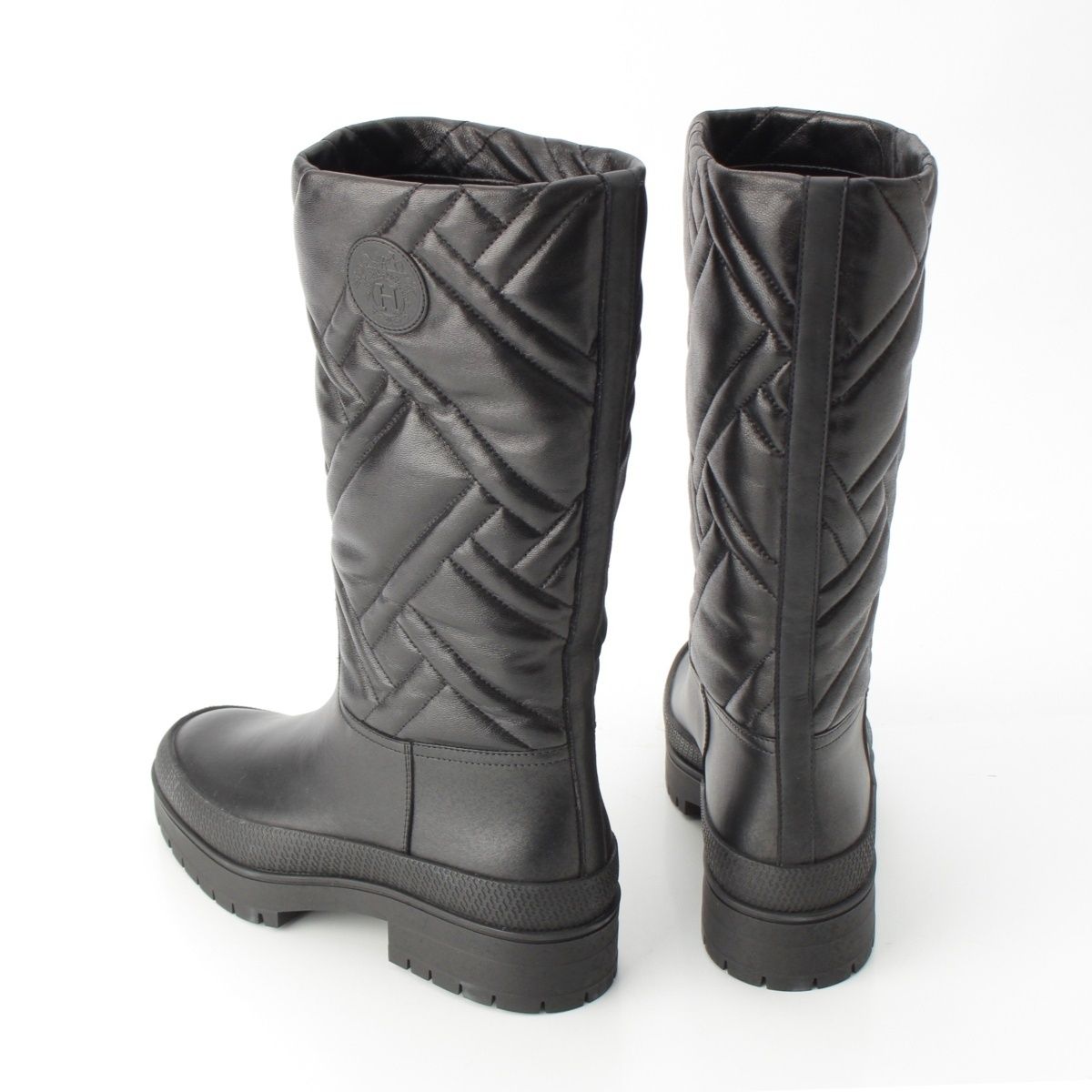 Hermes Leather Fuji Quilted Mosaic Long Boots Shoes Black 36 — view 4
