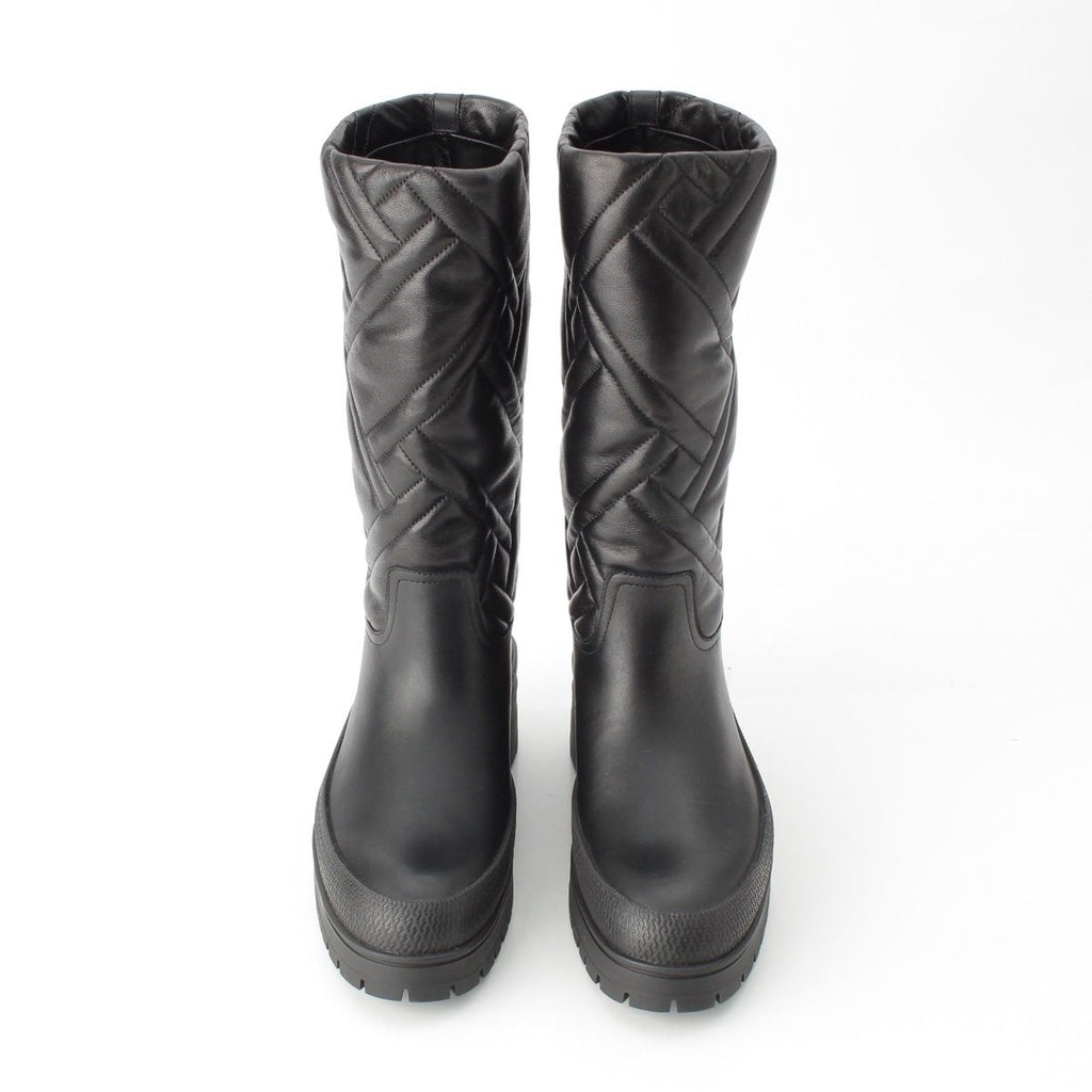 Hermes Leather Fuji Quilted Mosaic Long Boots Shoes Black 36 — view 2