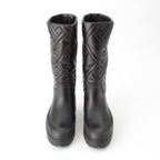 Hermes Leather Fuji Quilted Mosaic Long Boots Shoes Black 36 — view 2