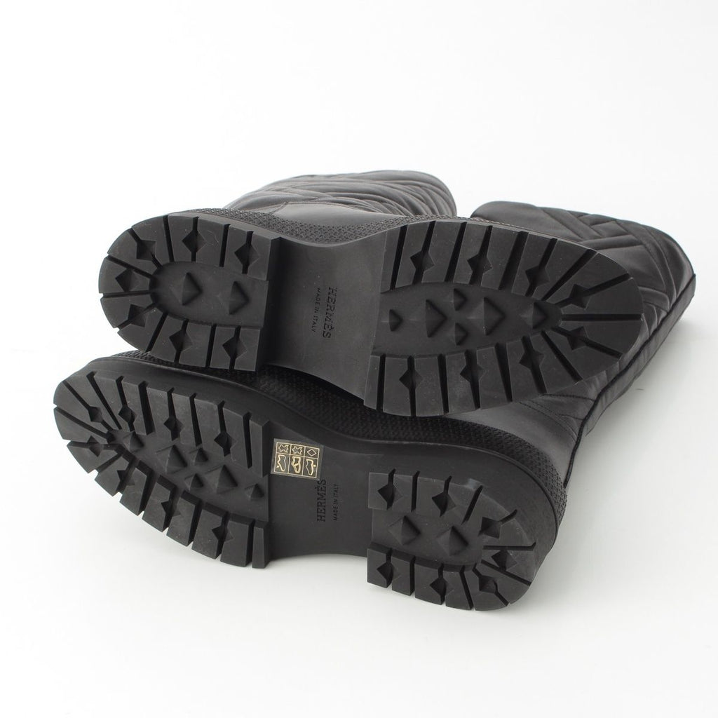 Hermes Leather Fuji Quilted Mosaic Long Boots Shoes Black 36 — view 5