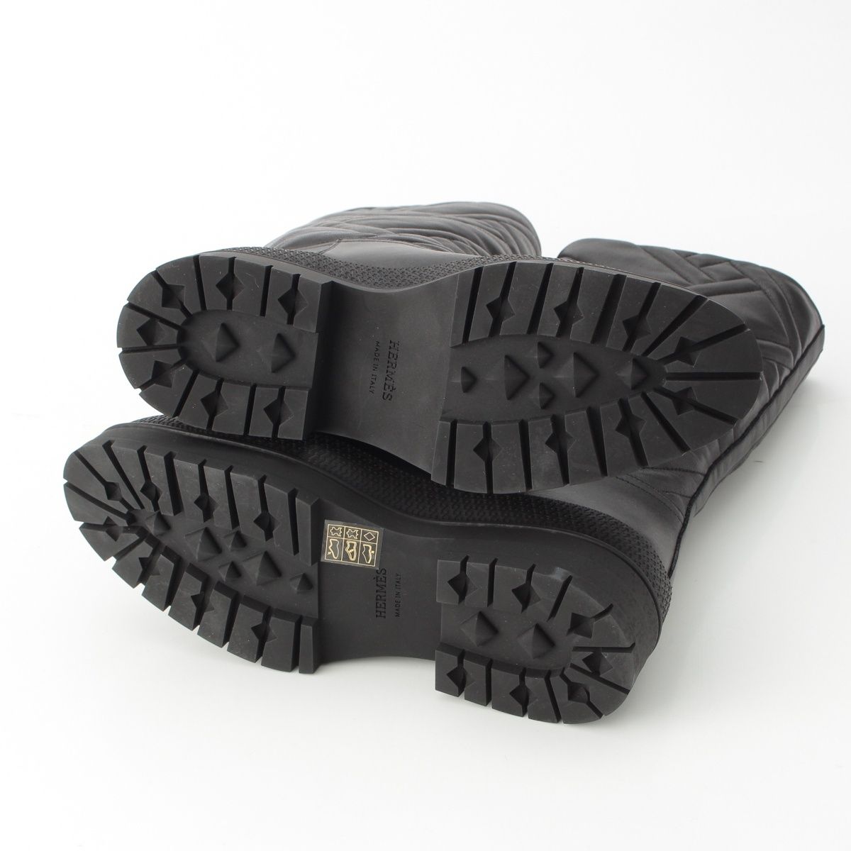 Hermes Leather Fuji Quilted Mosaic Long Boots Shoes Black 36 — view 5