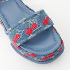 Louis Vuitton Denim Takashi Murakami Cherry Maya Platform Sandals Blue — view 6
