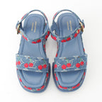 Louis Vuitton Denim Takashi Murakami Cherry Maya Platform Sandals Blue — view 2