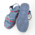 Louis Vuitton Denim Takashi Murakami Cherry Maya Platform Sandals Blue — view 5