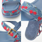 Louis Vuitton Denim Takashi Murakami Cherry Maya Platform Sandals Blue — view 9