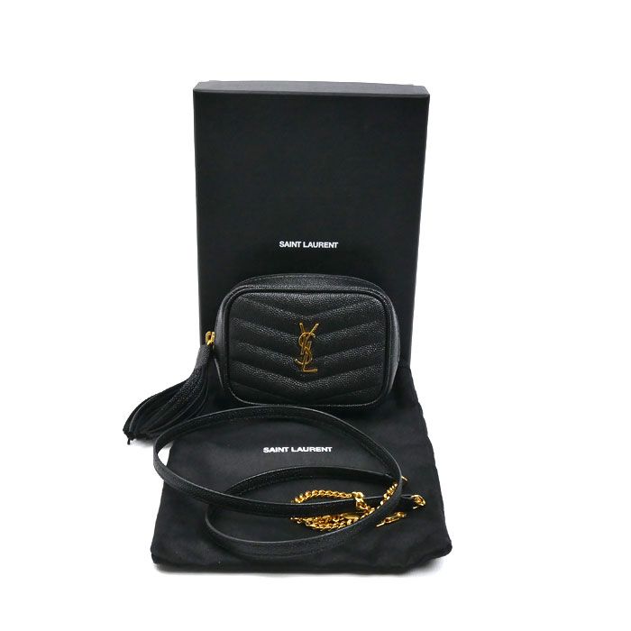 Saint Laurent Baby Leather Chain Shoulder Bag Black — view 8