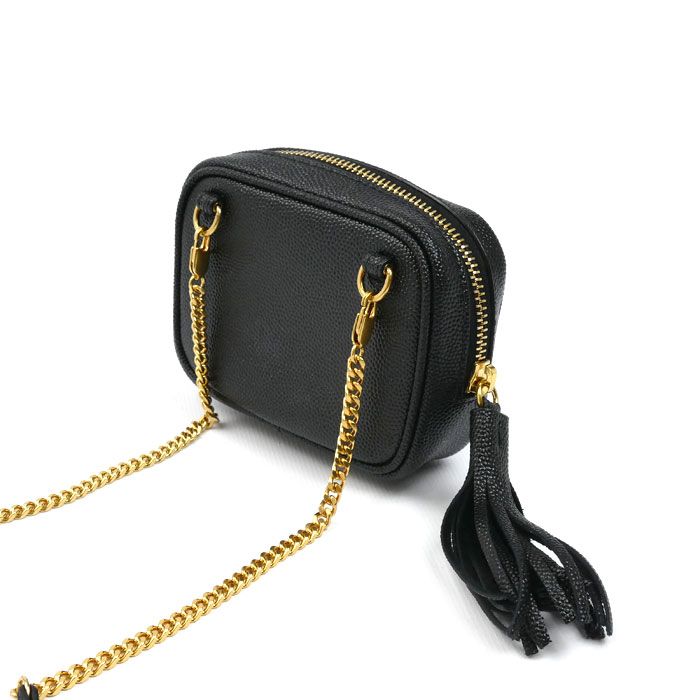 Saint Laurent Baby Leather Chain Shoulder Bag Black — view 2