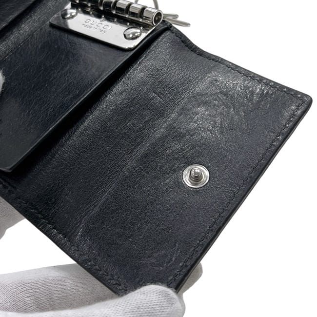 Gucci 6 Key Case Black Guccissima Line Leather Holder — view 5