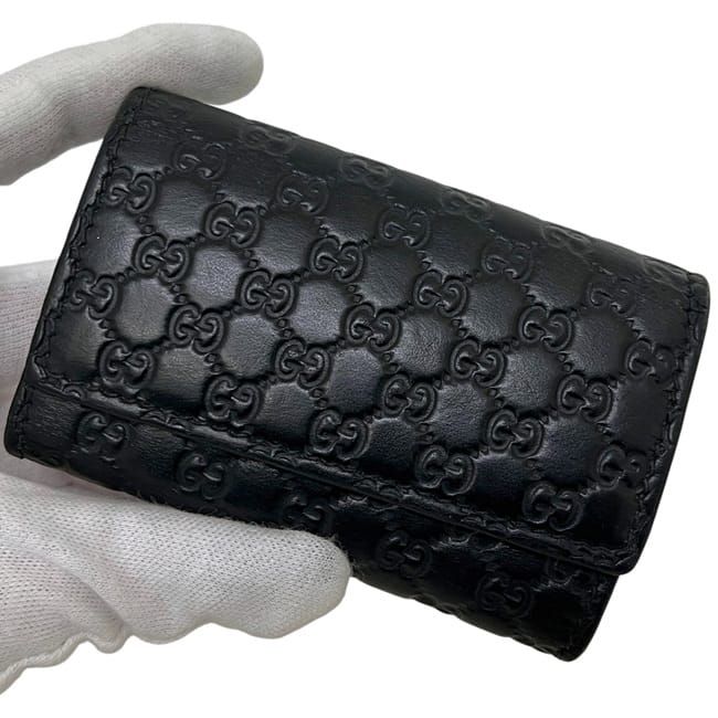 Gucci 6 Key Case Black Guccissima Line Leather Holder — view 9